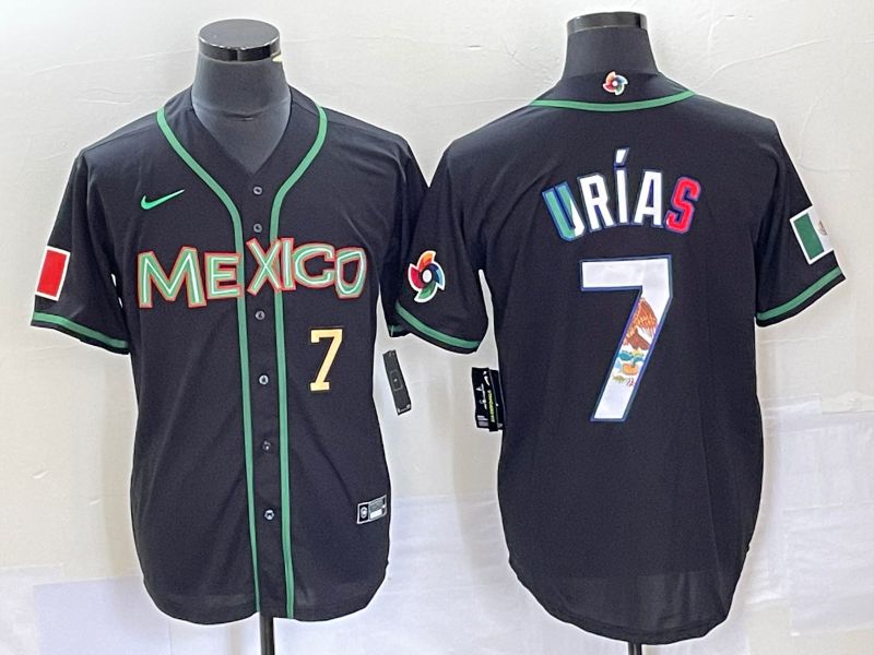 Men 2023 World Cub Mexico #7 Urias Black white Nike MLB Jersey11->more jerseys->MLB Jersey
